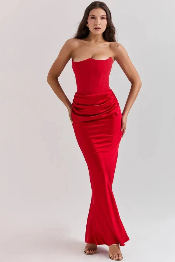 Sabrina | Damen Trägerloses Korsett Maxikleid Satin – Satin Korsett Maxi 2026 - Image 10