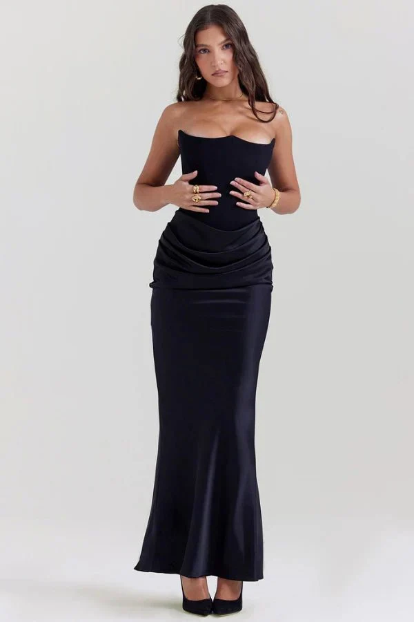 Sabrina | Damen Trägerloses Korsett Maxikleid Satin – Satin Korsett Maxi 2026 - Image 15
