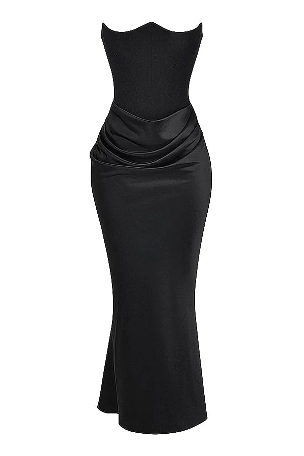 Sabrina | Damen Trägerloses Korsett Maxikleid Satin – Satin Korsett Maxi 2026 - Image 16