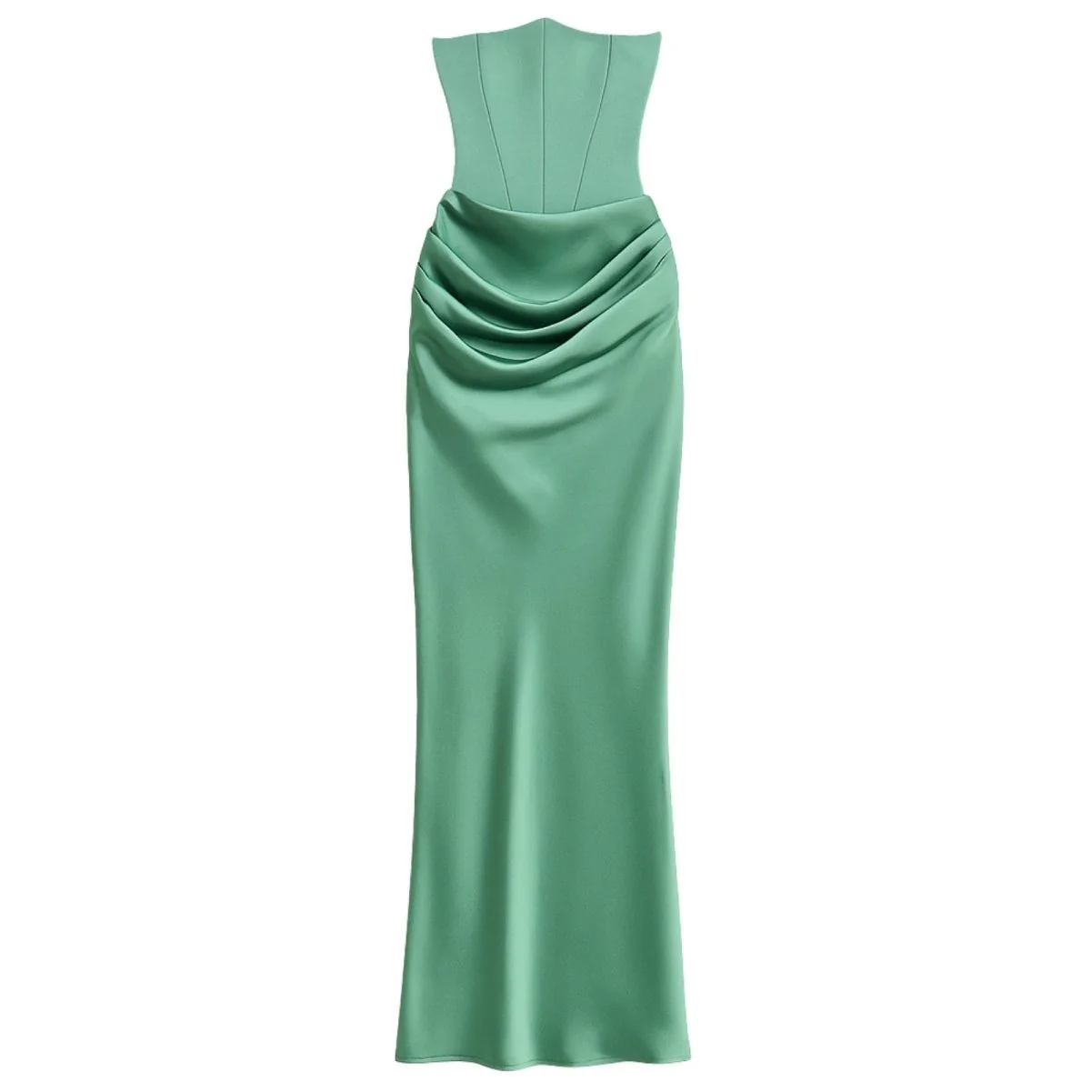 Sabrina | Damen Trägerloses Korsett Maxikleid Satin – Satin Korsett Maxi 2026 - Image 22
