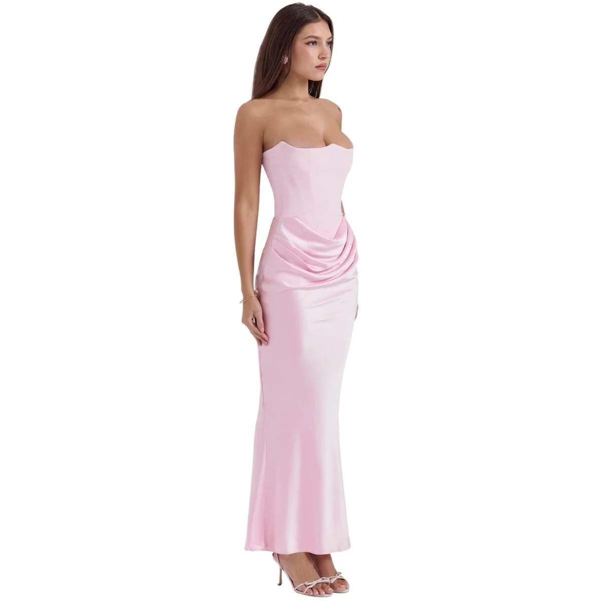 Sabrina | Damen Trägerloses Korsett Maxikleid Satin – Satin Korsett Maxi 2026 - Image 24