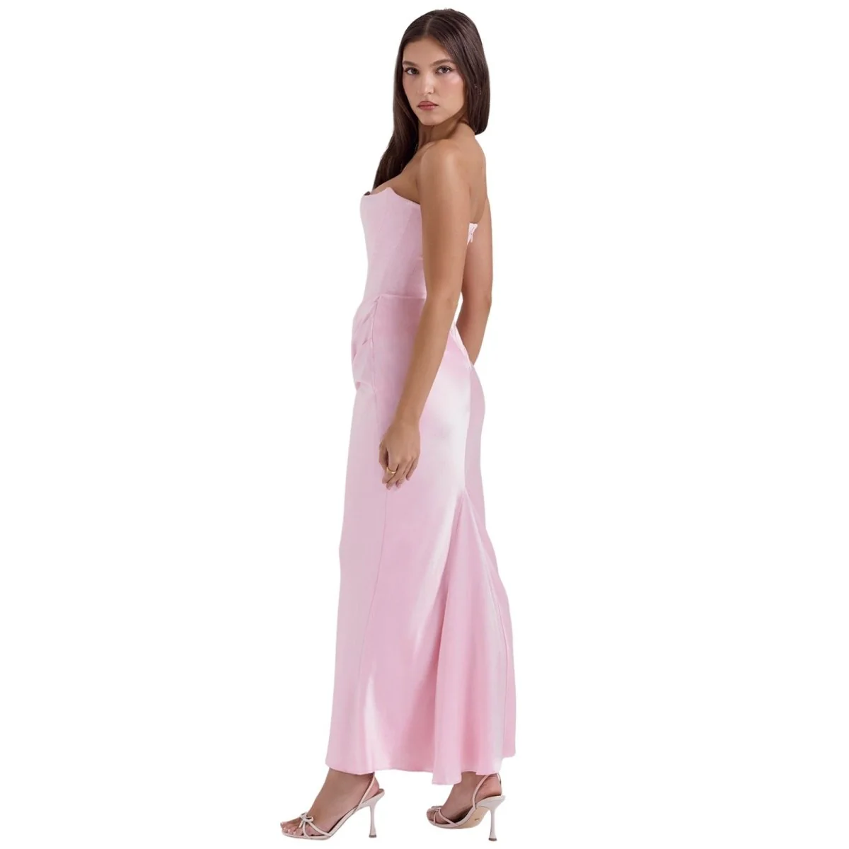 Sabrina | Damen Trägerloses Korsett Maxikleid Satin – Satin Korsett Maxi 2026 - Image 26