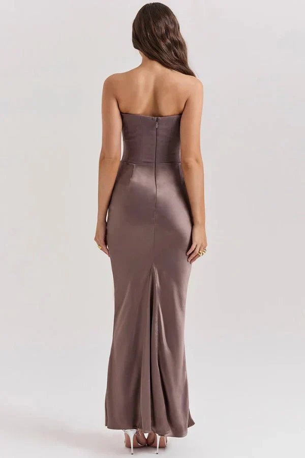 Sabrina | Damen Trägerloses Korsett Maxikleid Satin – Satin Korsett Maxi 2026 - Image 3