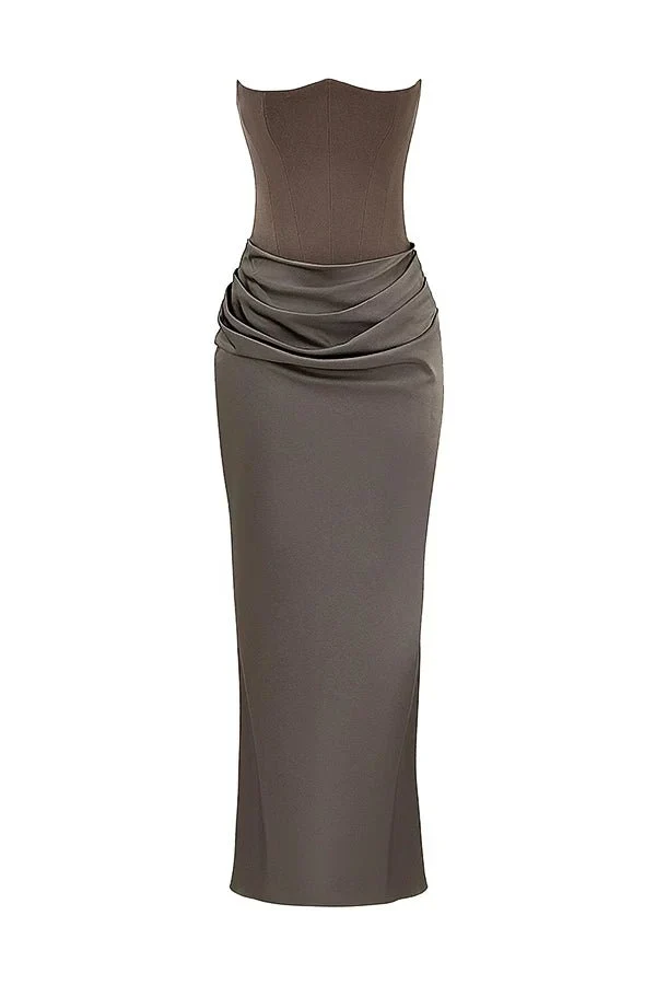 Sabrina | Damen Trägerloses Korsett Maxikleid Satin – Satin Korsett Maxi 2026 - Image 4
