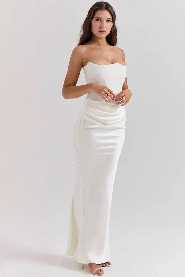Sabrina | Damen Trägerloses Korsett Maxikleid Satin – Satin Korsett Maxi 2026 - Image 7