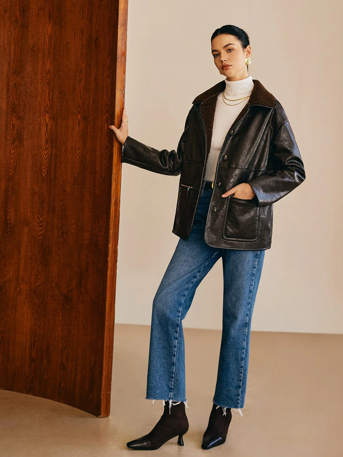 Sofia | Elegante Leder Wendejacke für Damen mit Teddy-Futter - Image 3