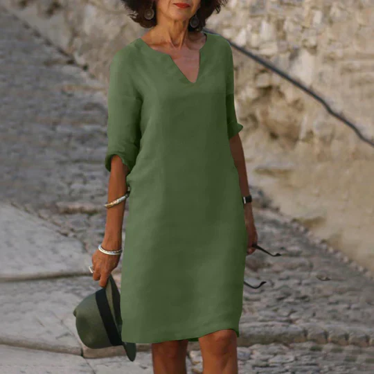 Sofia - grünes kleid mit v-ausschnitt - Image 3