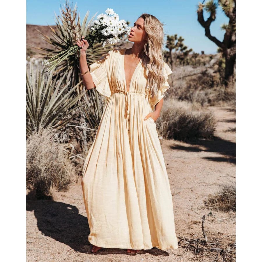 Solana | Maxi Ibiza Kleid in Creme - Image 2