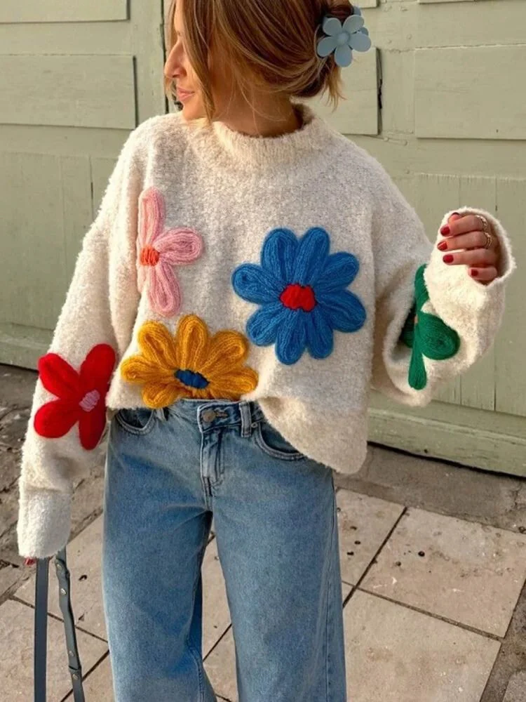 Solange Gestrickter Pullover mit Blumenstickerei - Image 5