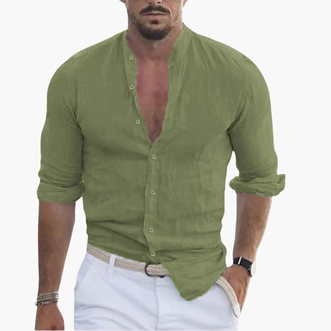 Sommerhemd für Herren - Leicht, Luftig & Stehkragen Casual