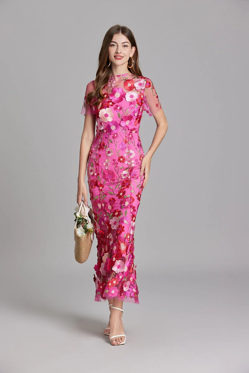 Sophia - Elegantes Blumenkleid im Midi-Stil