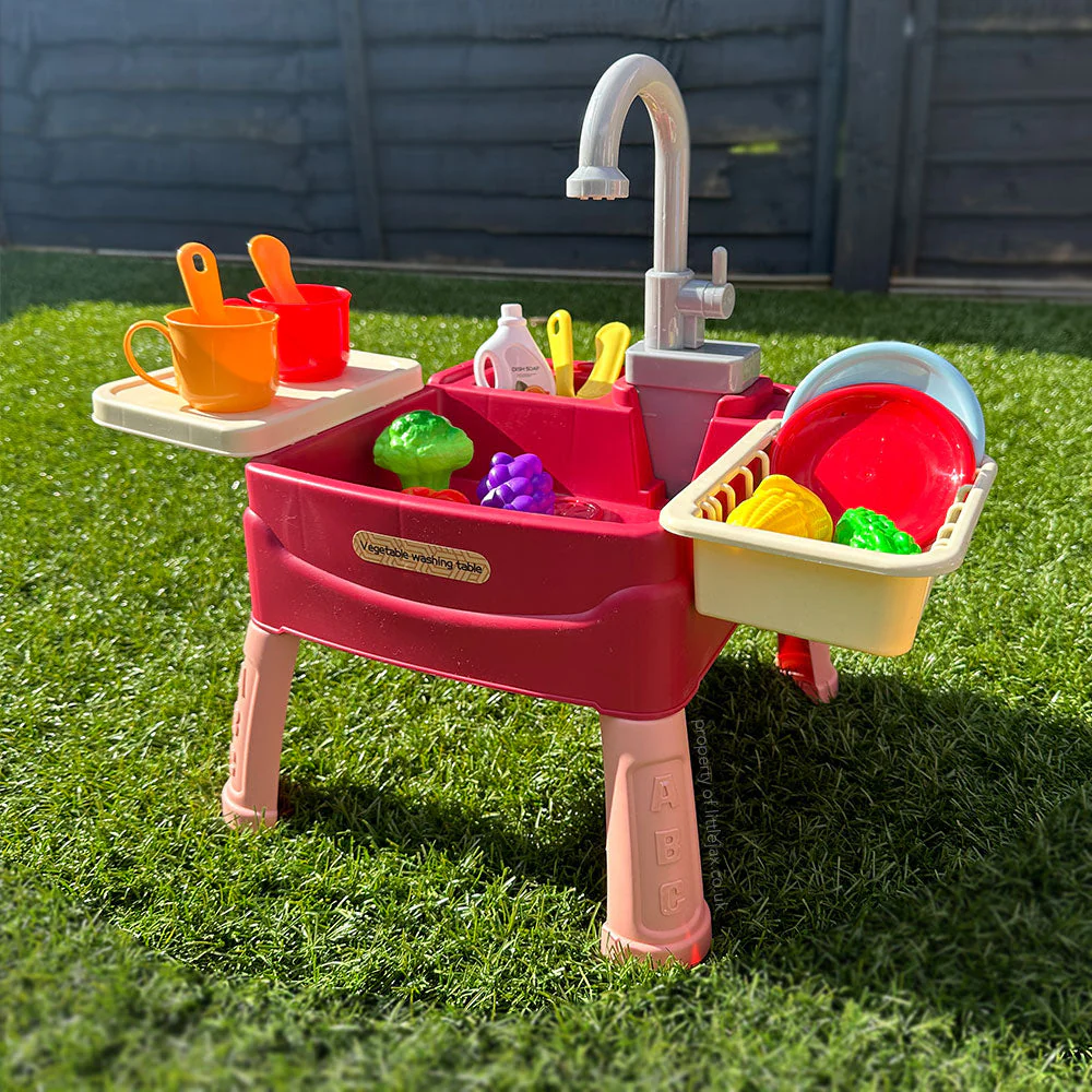 Spielküche für Kinder (drinnen/draußen) mit Wasserhahn und 19-teiligem Zubehörset - Image 3