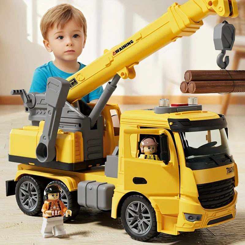 Spielzeug-Baukranwagen – Realistisches Fahrzeug mit Lichtern, Geräuschen und beweglichem Arm für Kinderspielzeit