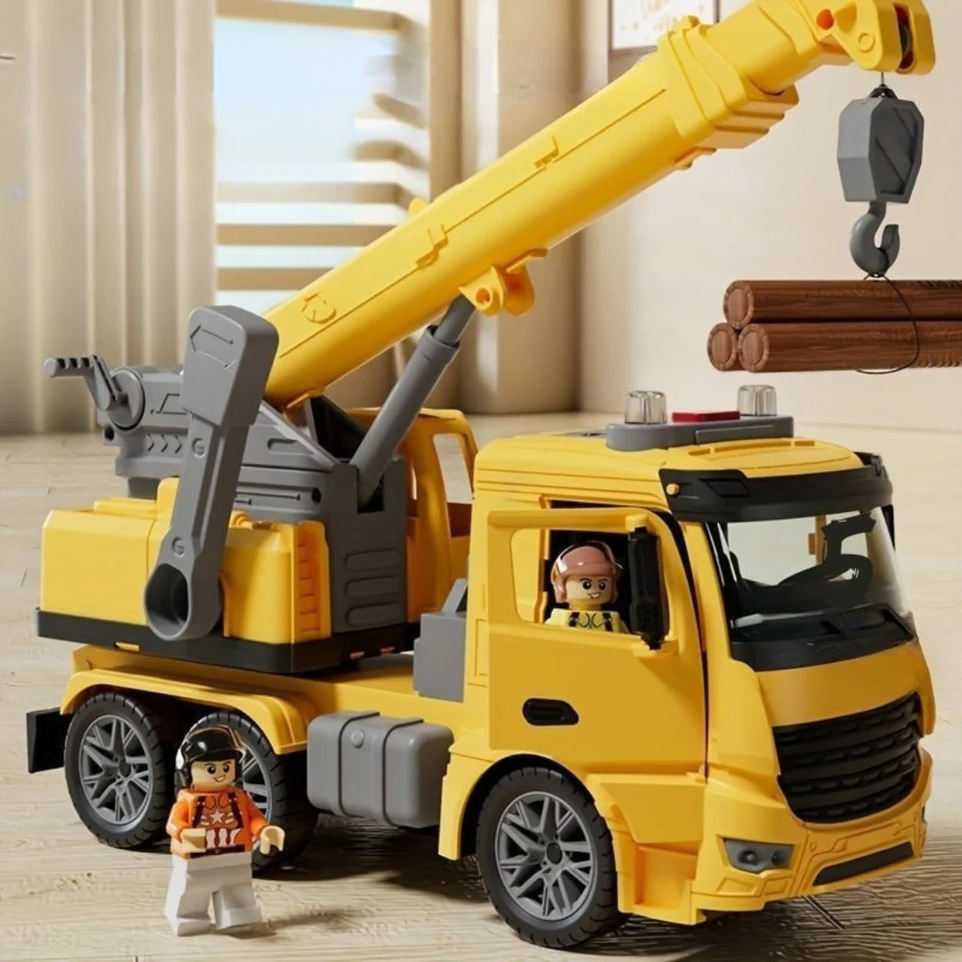 Spielzeug-Baukranwagen – Realistisches Fahrzeug mit Lichtern, Geräuschen und beweglichem Arm für Kinderspielzeit - Image 4