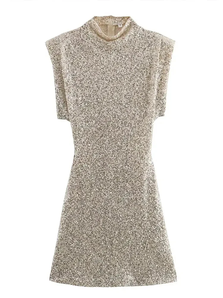 Stefanie | Ärmelloses Glitzer Pailletten Mini Dress - Image 4