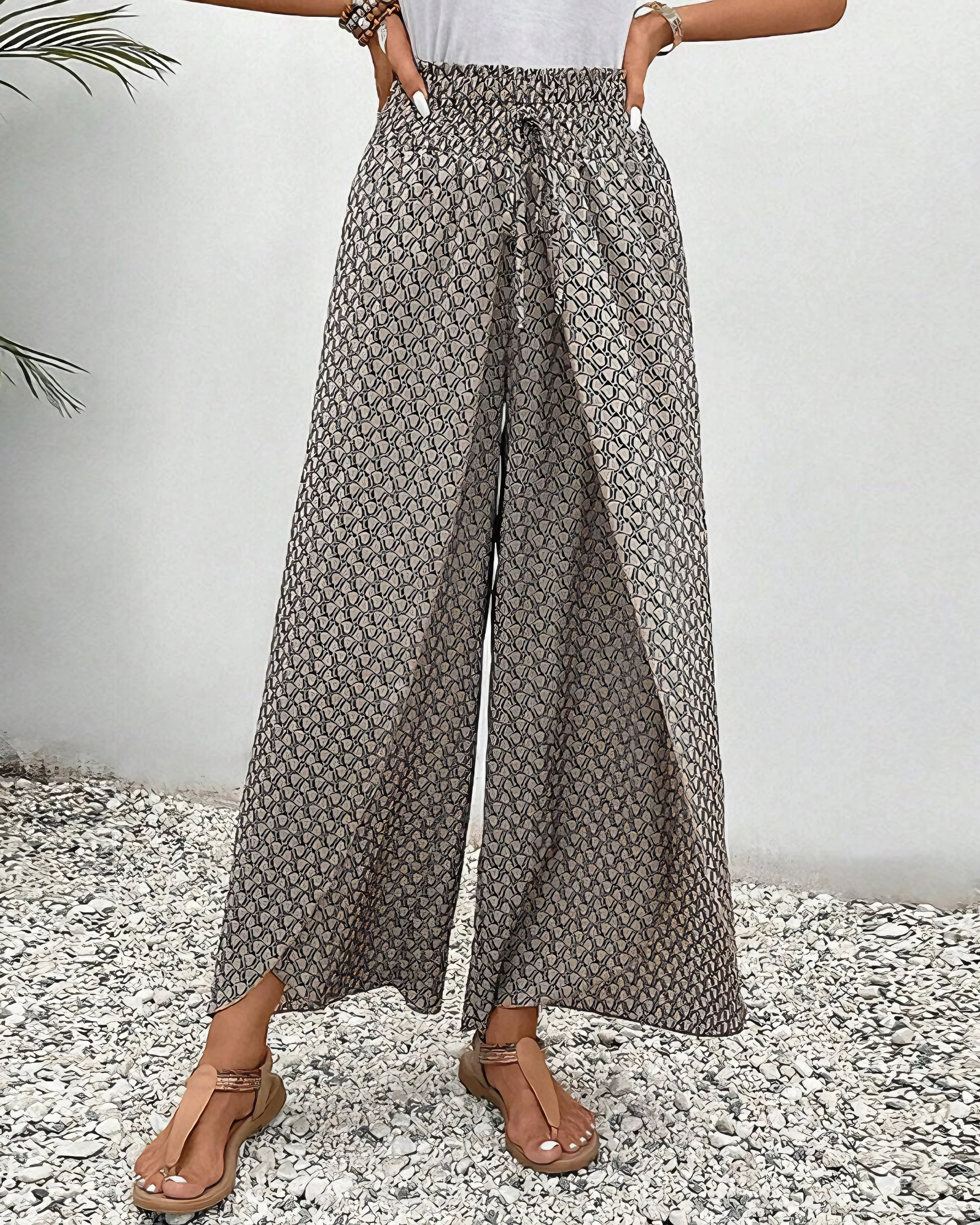 Stella | Lisette Hose mit weitem Bein und geometrischem Druck - Image 2