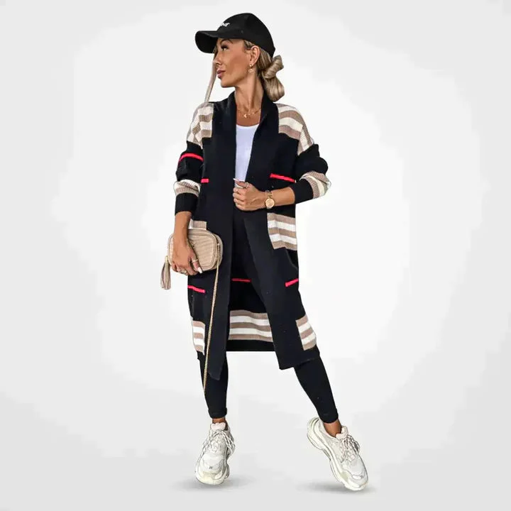 Stephanie | Lange Strickjacke mit Streifenmuster - Image 2