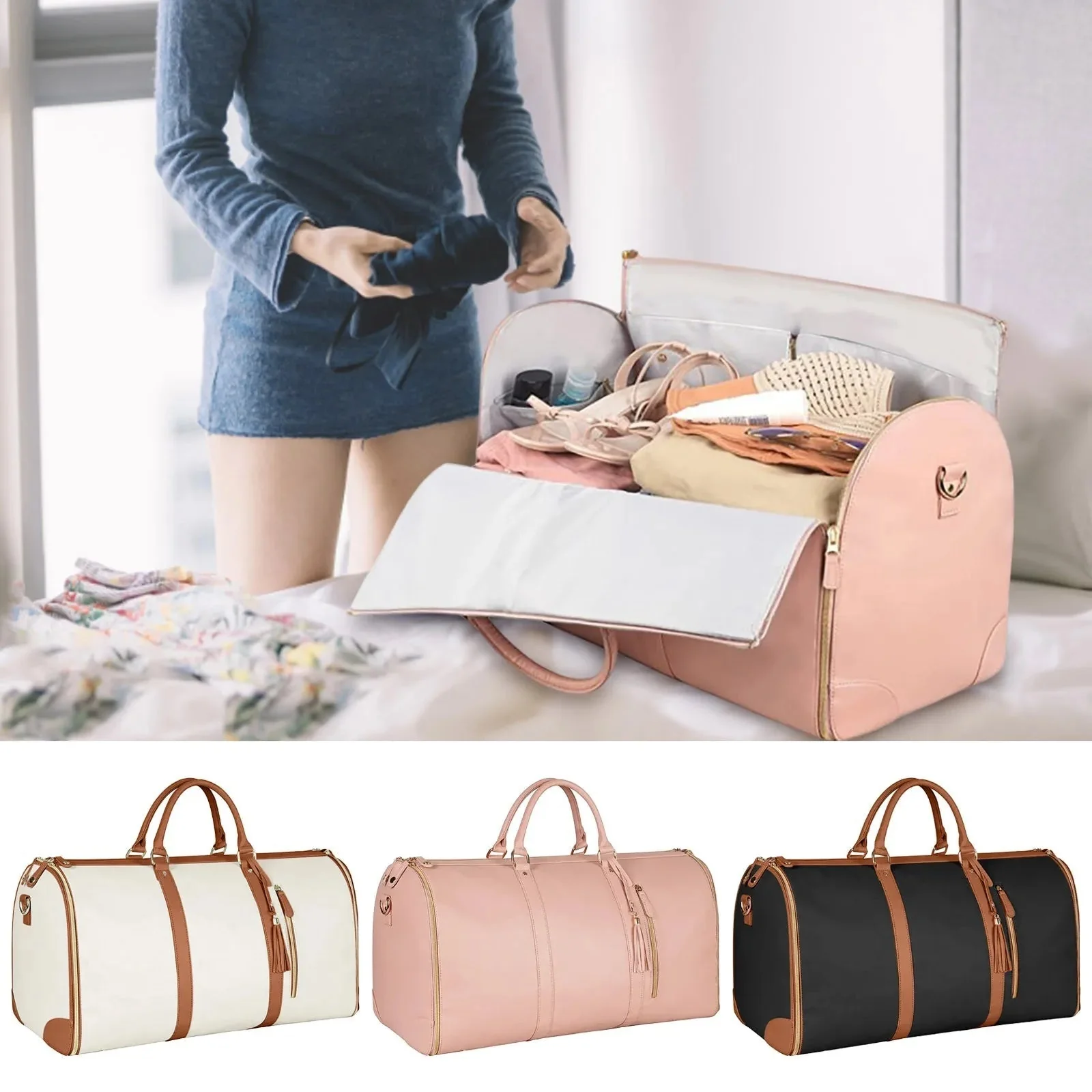 Stilvolle, faltbare Reisetasche für Damen aus wasserdichtem PU-Leder - Image 6