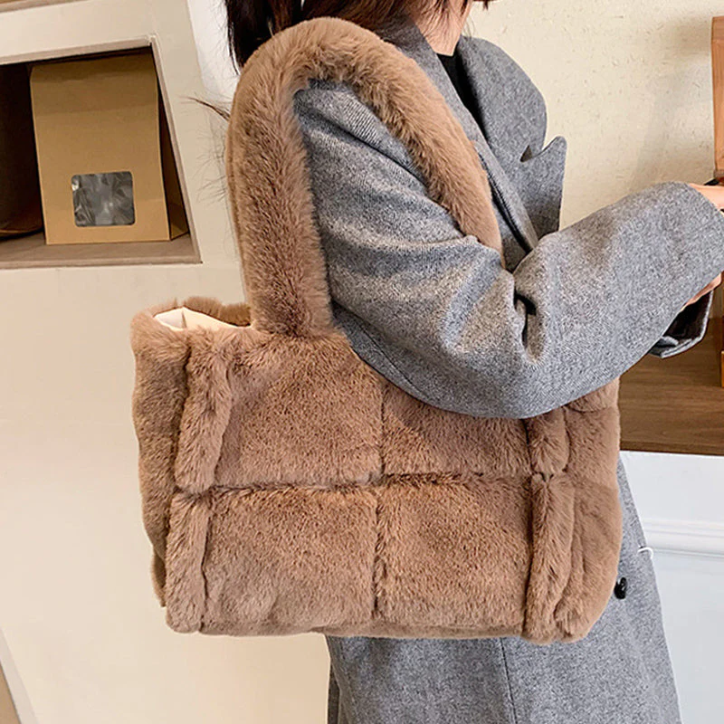 Stilvolle Plüschhandtasche für Damen – vielseitiger Stauraum – Winteraccessoire - Image 9