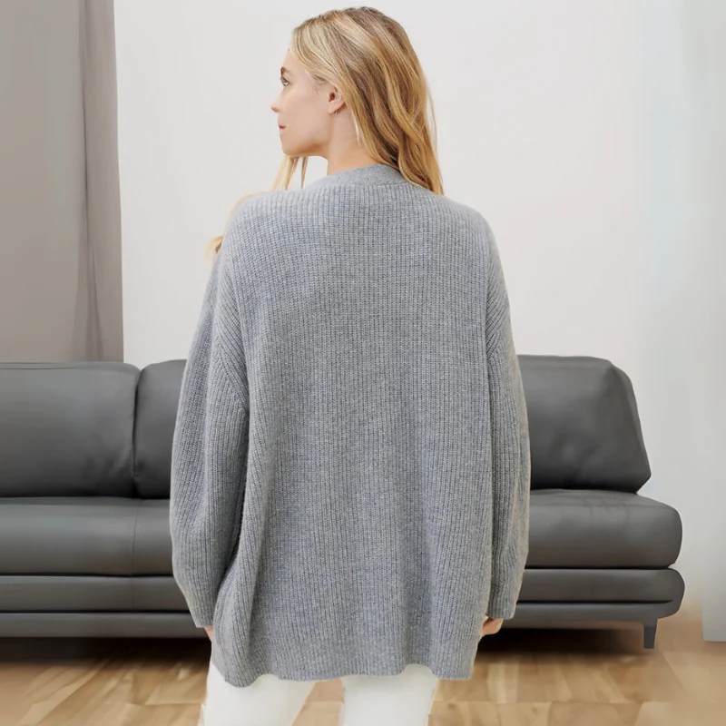 Strickjacke Damen Oversize Gerippt | Locker Lang - Image 3