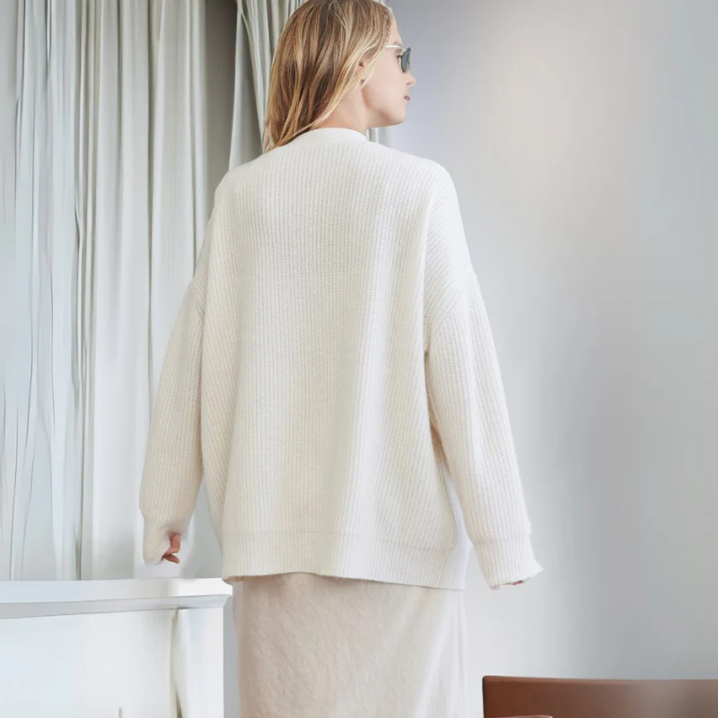 Strickjacke Damen Oversize Gerippt | Locker Lang - Image 7