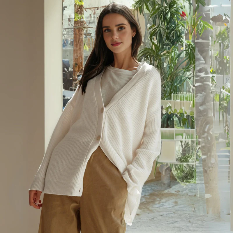 Strickjacke Damen Oversize Gerippt | Locker Lang - Image 9