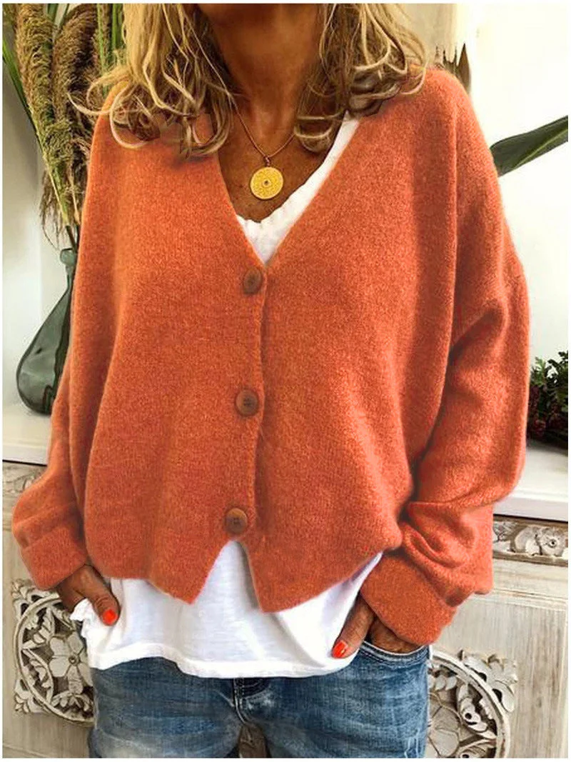 Strickjacke Damen V-Ausschnitt Weich | Locker Übergangszeit