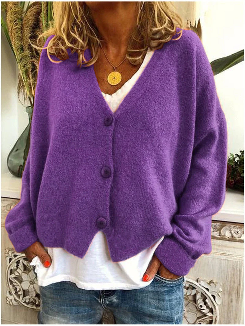 Strickjacke Damen V-Ausschnitt Weich | Locker Übergangszeit - Image 5