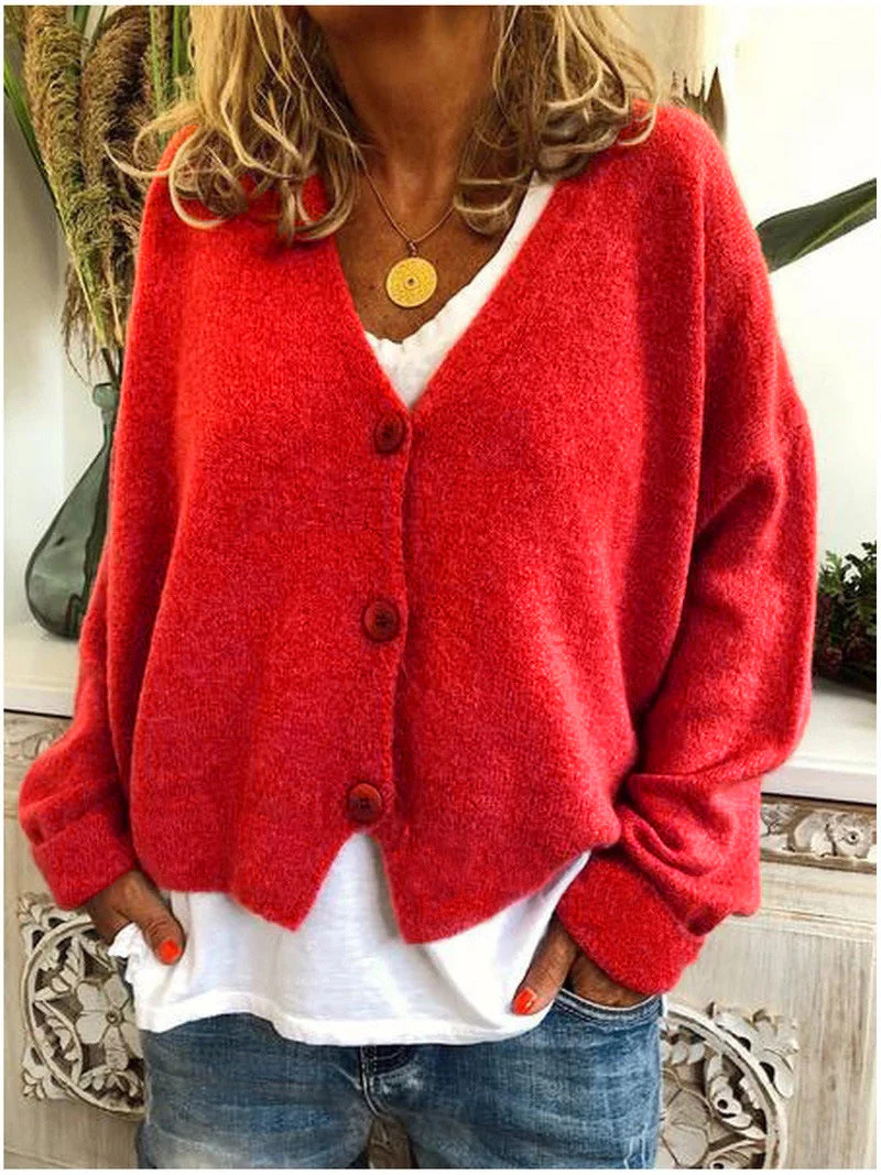 Strickjacke Damen V-Ausschnitt Weich | Locker Übergangszeit - Image 6