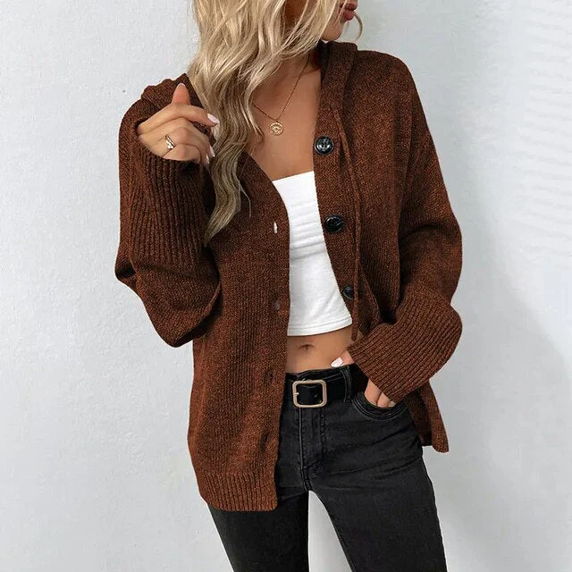 Strickjacke mit Kapuze und Knopfleiste - Image 11