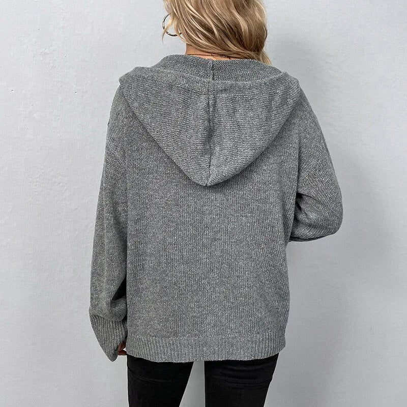 Strickjacke mit Kapuze und Knopfleiste - Image 3