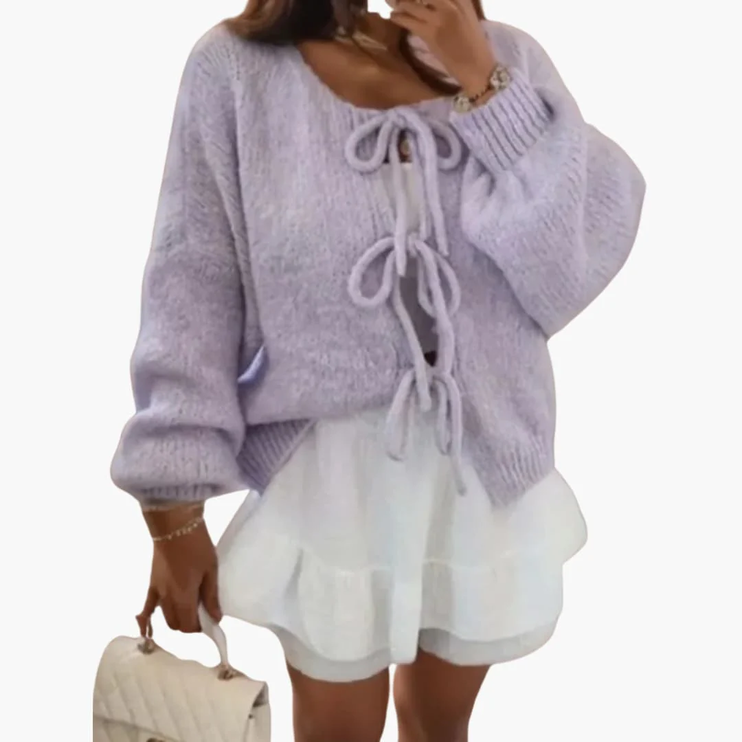 Strickjacke mit Schleifenverschluss für Damen - Image 2