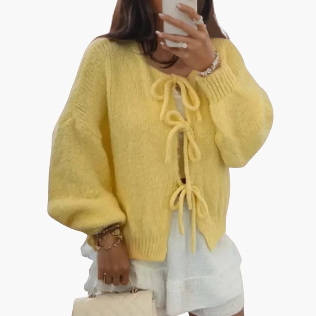 Strickjacke mit Schleifenverschluss für Damen - Image 3