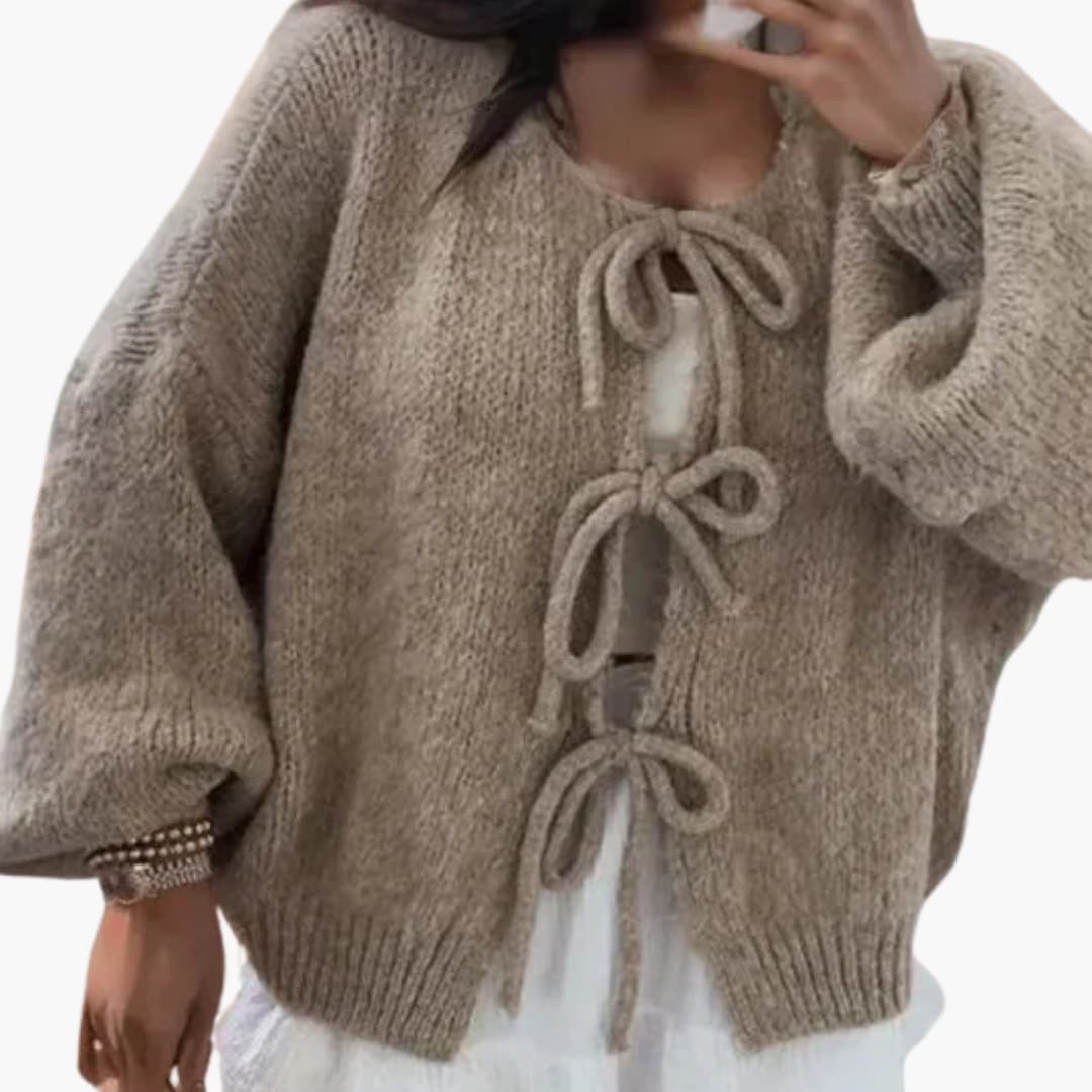 Strickjacke mit Schleifenverschluss für Damen - Image 4