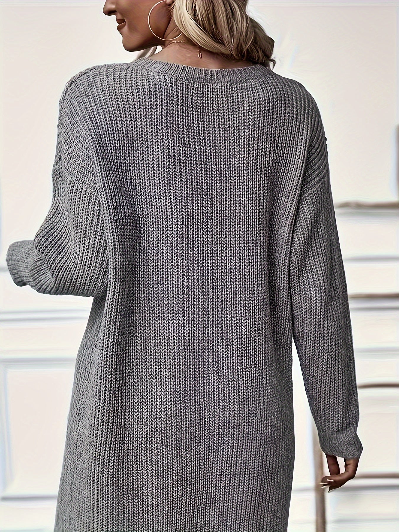 Strickkleid Damen Asymmetrisch | Langarm für Herbst und Winter