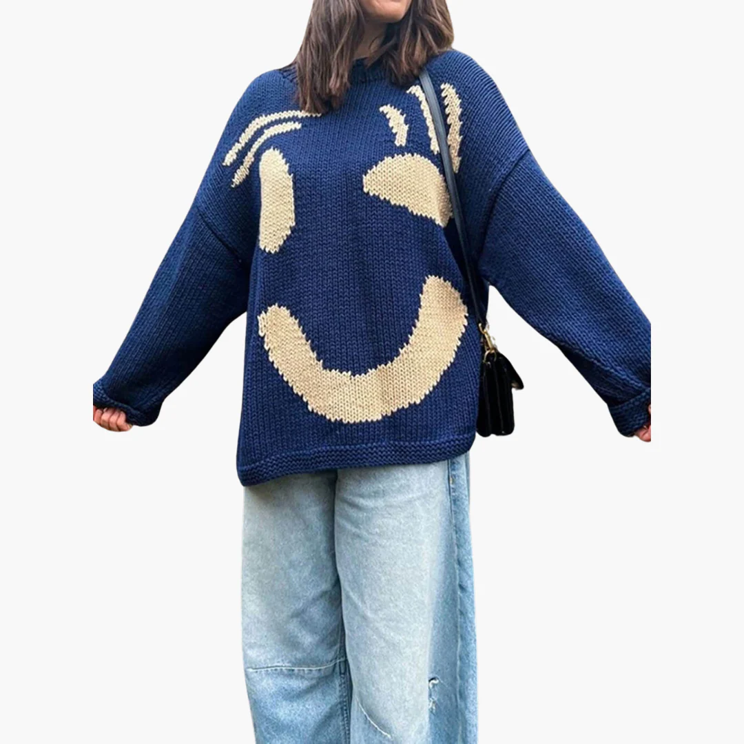 Strickpullover für Damen - mit Oversize-Passform und Smiley-Motiv - Image 11