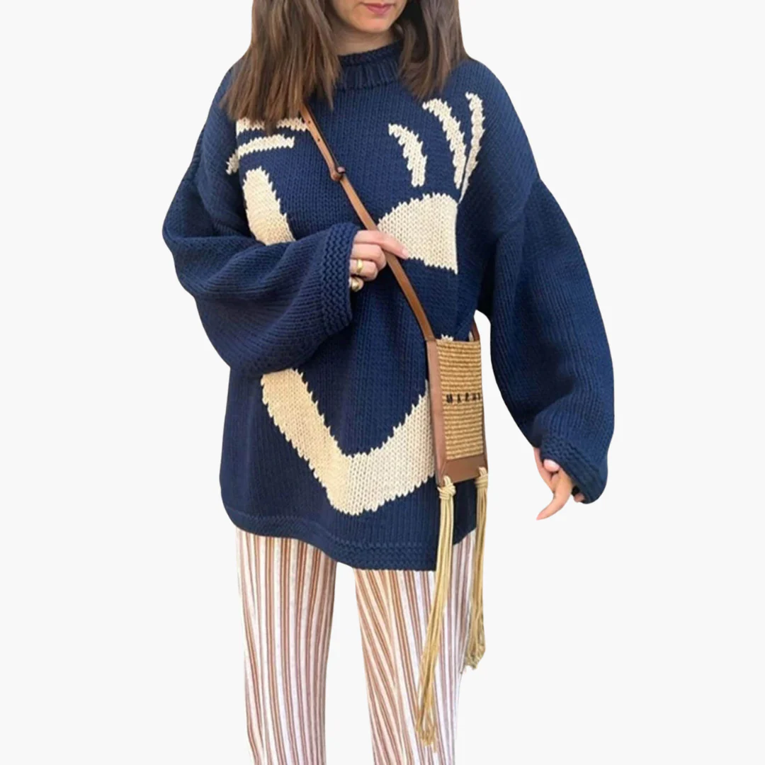 Strickpullover für Damen - mit Oversize-Passform und Smiley-Motiv - Image 12