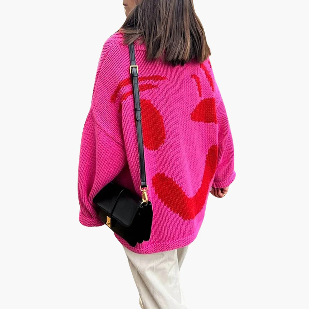 Strickpullover für Damen - mit Oversize-Passform und Smiley-Motiv - Image 16