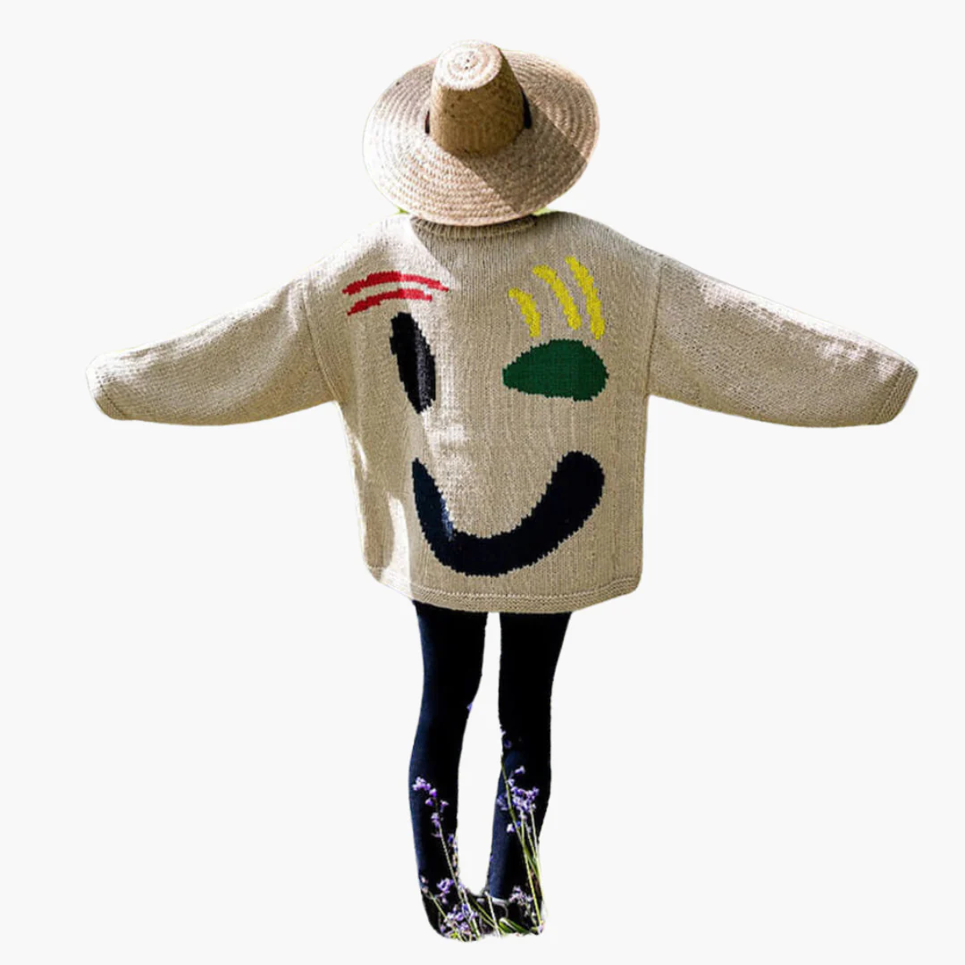 Strickpullover für Damen - mit Oversize-Passform und Smiley-Motiv - Image 3