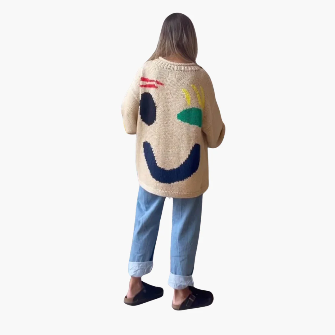 Strickpullover für Damen - mit Oversize-Passform und Smiley-Motiv - Image 5