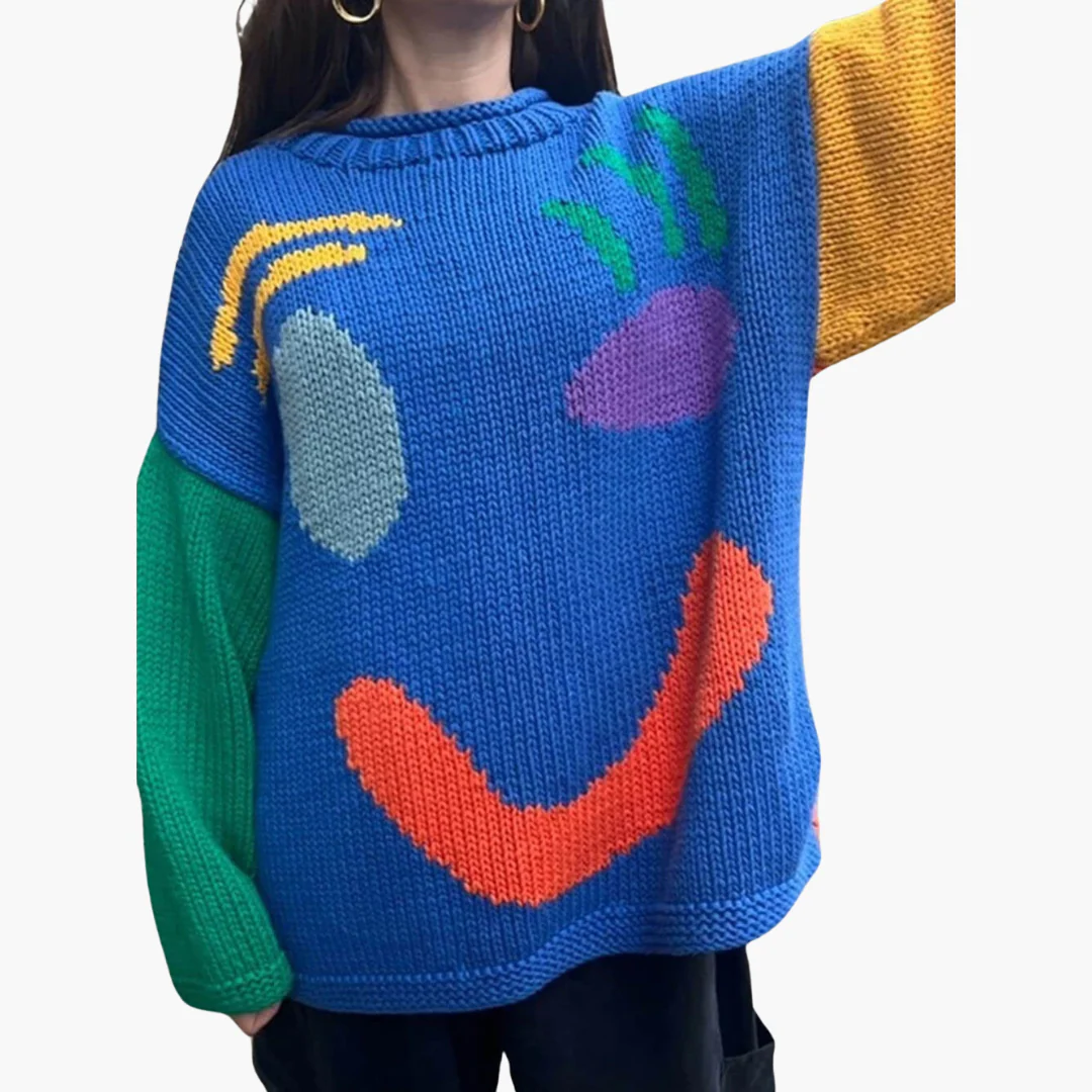 Strickpullover für Damen - mit Oversize-Passform und Smiley-Motiv - Image 6