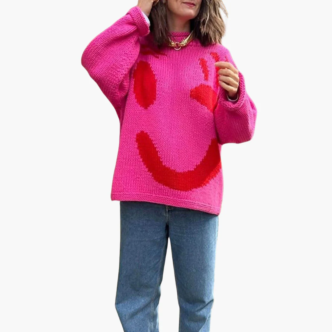 Strickpullover für Damen - mit Oversize-Passform und Smiley-Motiv - Image 7
