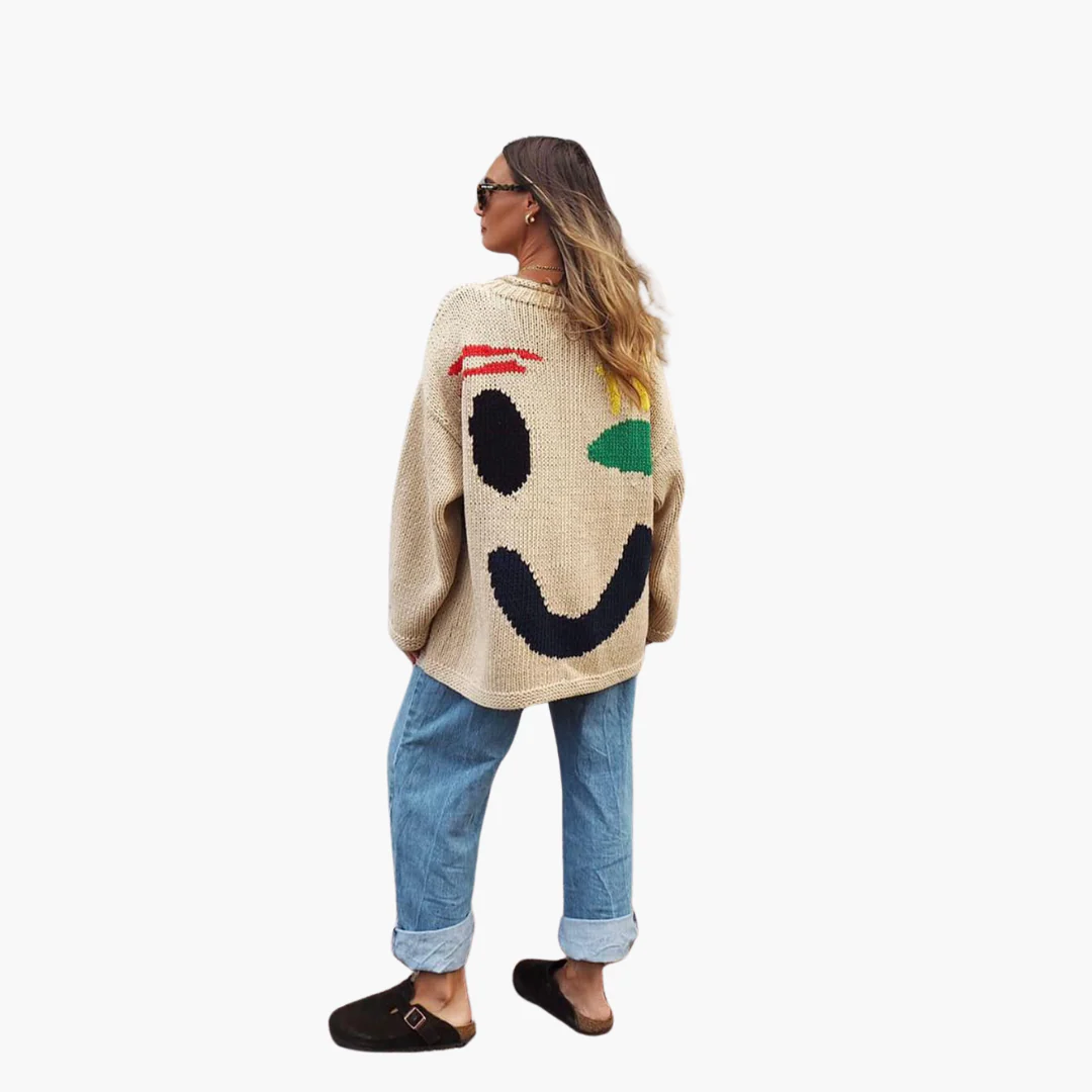 Strickpullover für Damen - mit Oversize-Passform und Smiley-Motiv - Image 8