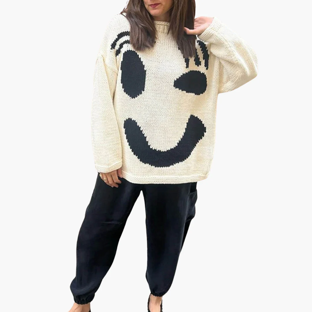 Strickpullover für Damen - mit Oversize-Passform und Smiley-Motiv - Image 9