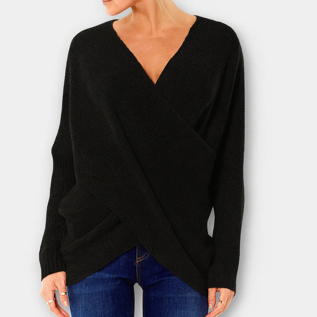Strickpullover im Wickelstil – Eleganter grüner Komfort - Image 2