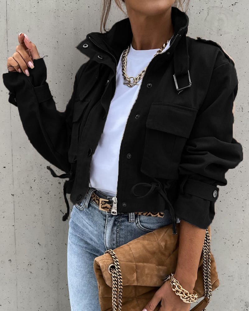 Stylische Beschnittene Übergangsjacke für Damen | mit Taschen - Image 2