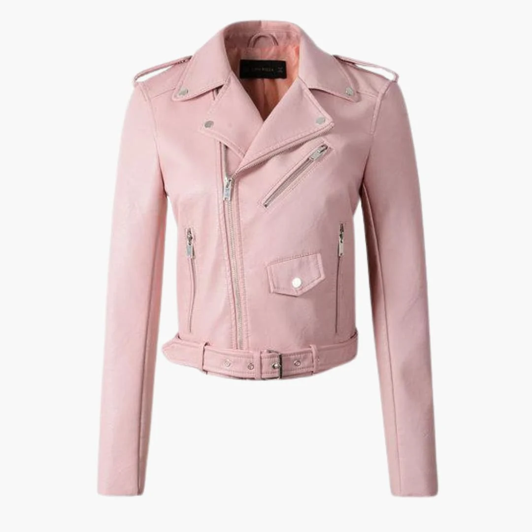 Stylische Damen Bikerjacke mit Reverskragen und Reißverschlusstaschen - Image 2