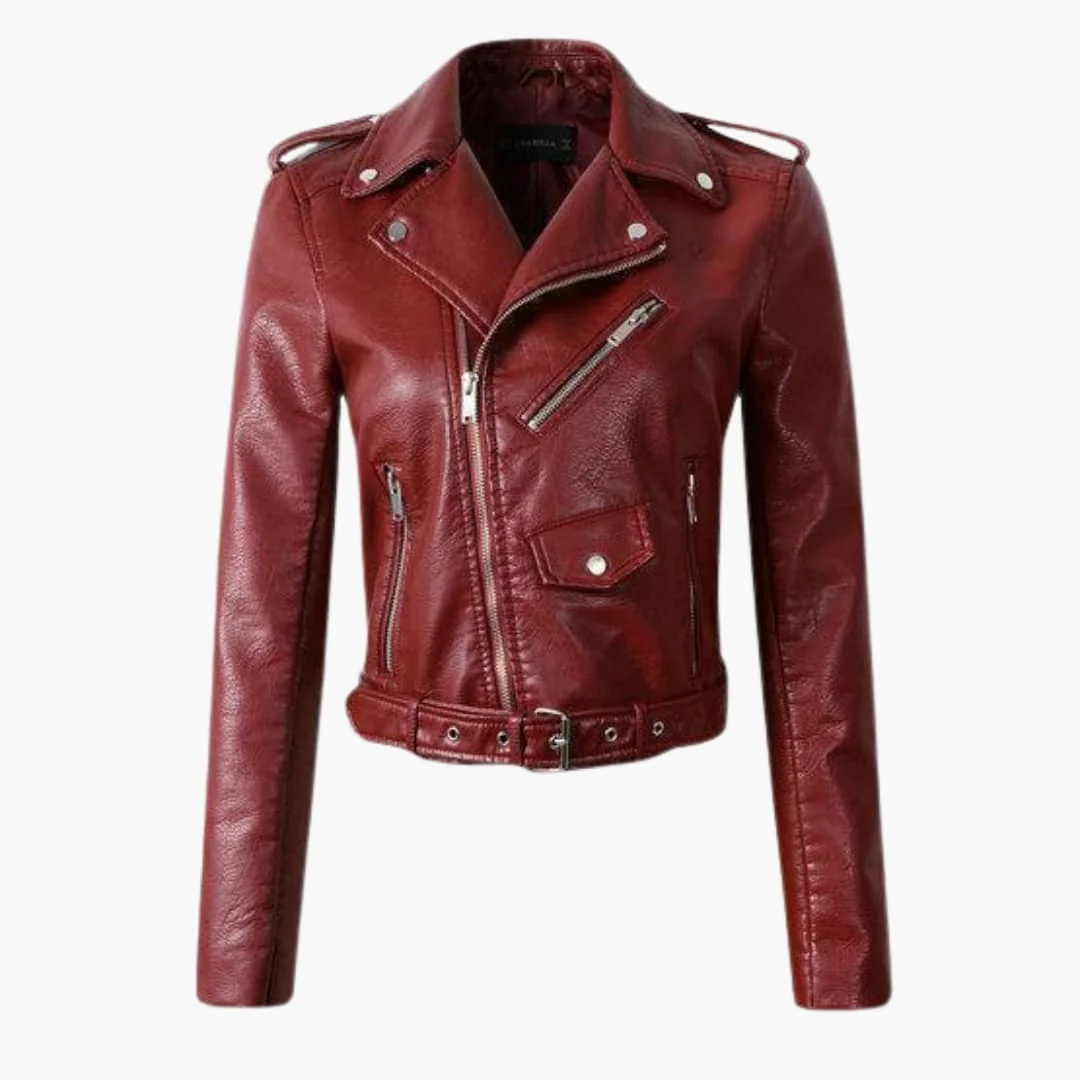 Stylische Damen Bikerjacke mit Reverskragen und Reißverschlusstaschen - Image 3