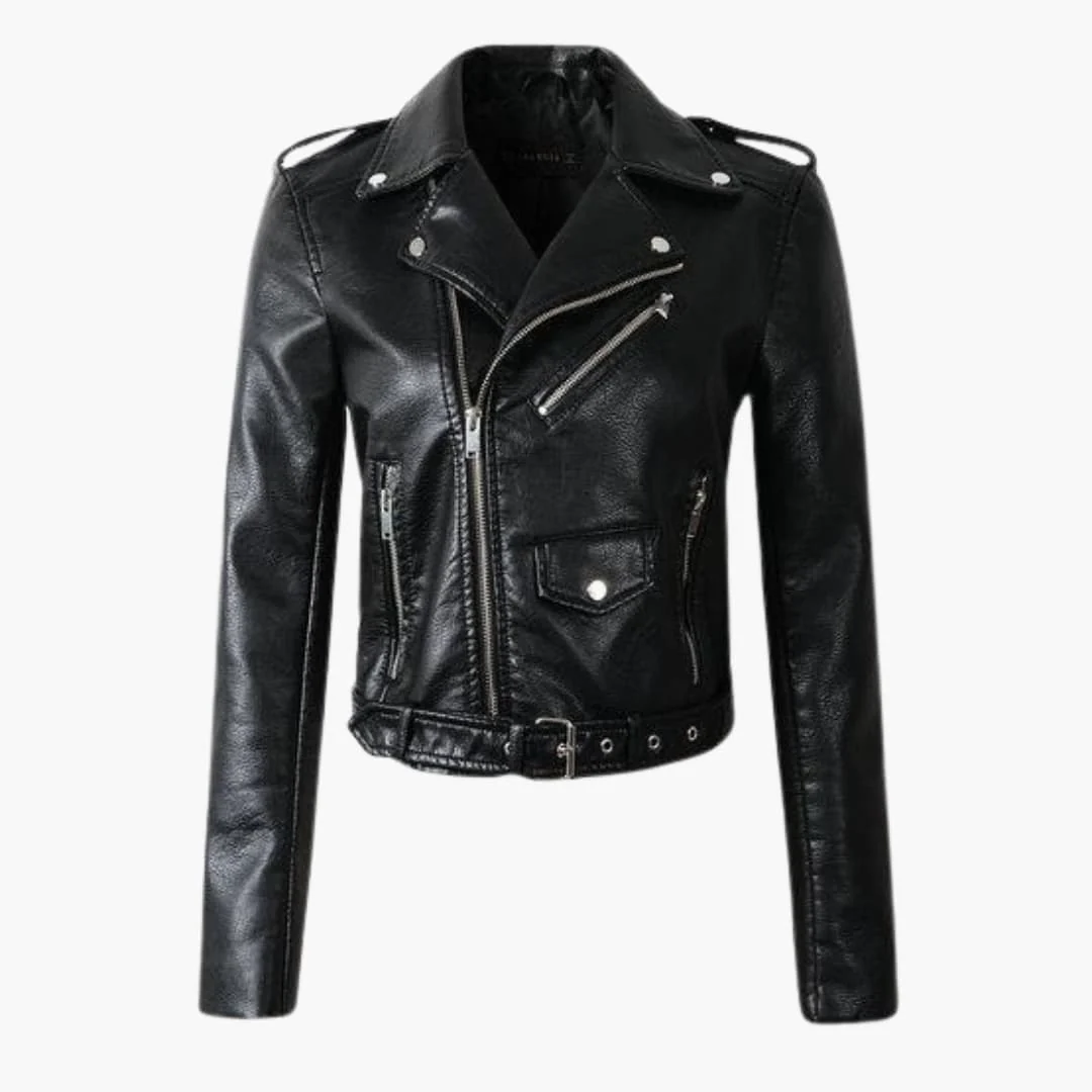 Stylische Damen Bikerjacke mit Reverskragen und Reißverschlusstaschen - Image 5