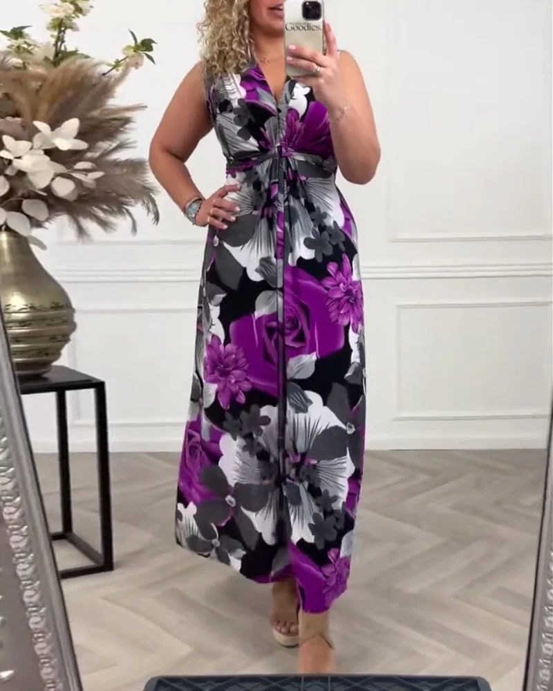 Svea | Ärmelloses Plisseekleid mit Blumenprint - Image 2